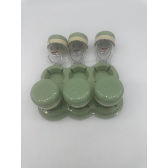 Baby Bullet Replacement Storage Set of 6 Cups & Tray W Dial Serving Date Green - Picture 3 of 6